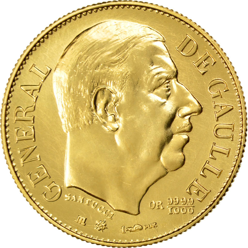 FRANCE, French Fifth Republic, Medal, 1980, MS(60-62), Santucci, Gold, 6.45