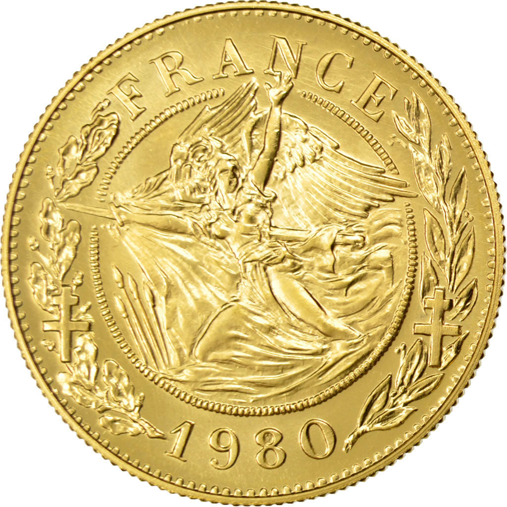 FRANCE, French Fifth Republic, Medal, 1980, MS(60-62), Santucci, Gold, 6.45