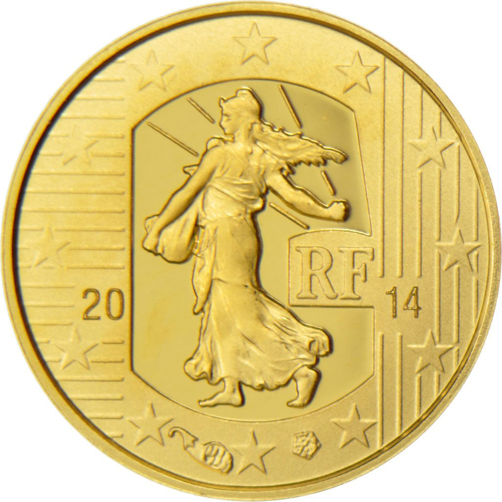 France, 5 Euros, 2014, MS(65-70), Gold, 0.50