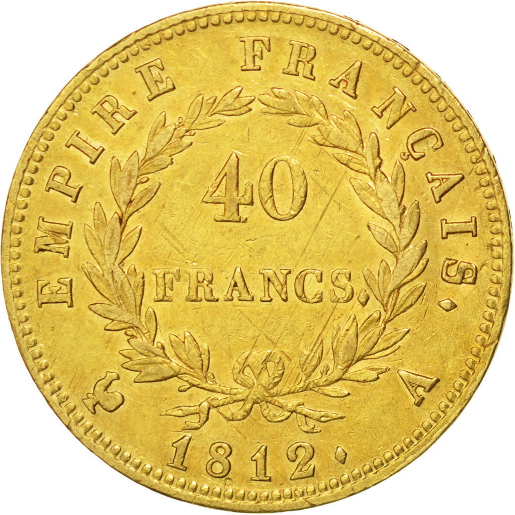 Francia, Napoléon I, 40 Francs, 1812, Paris, BB, Oro, KM:696.1, Gadoury:1084