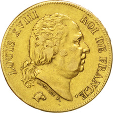 FRANCE, Louis XVIII, 40 Francs, 1818, Lille, KM #713.6, EF(40-45), Gold,...