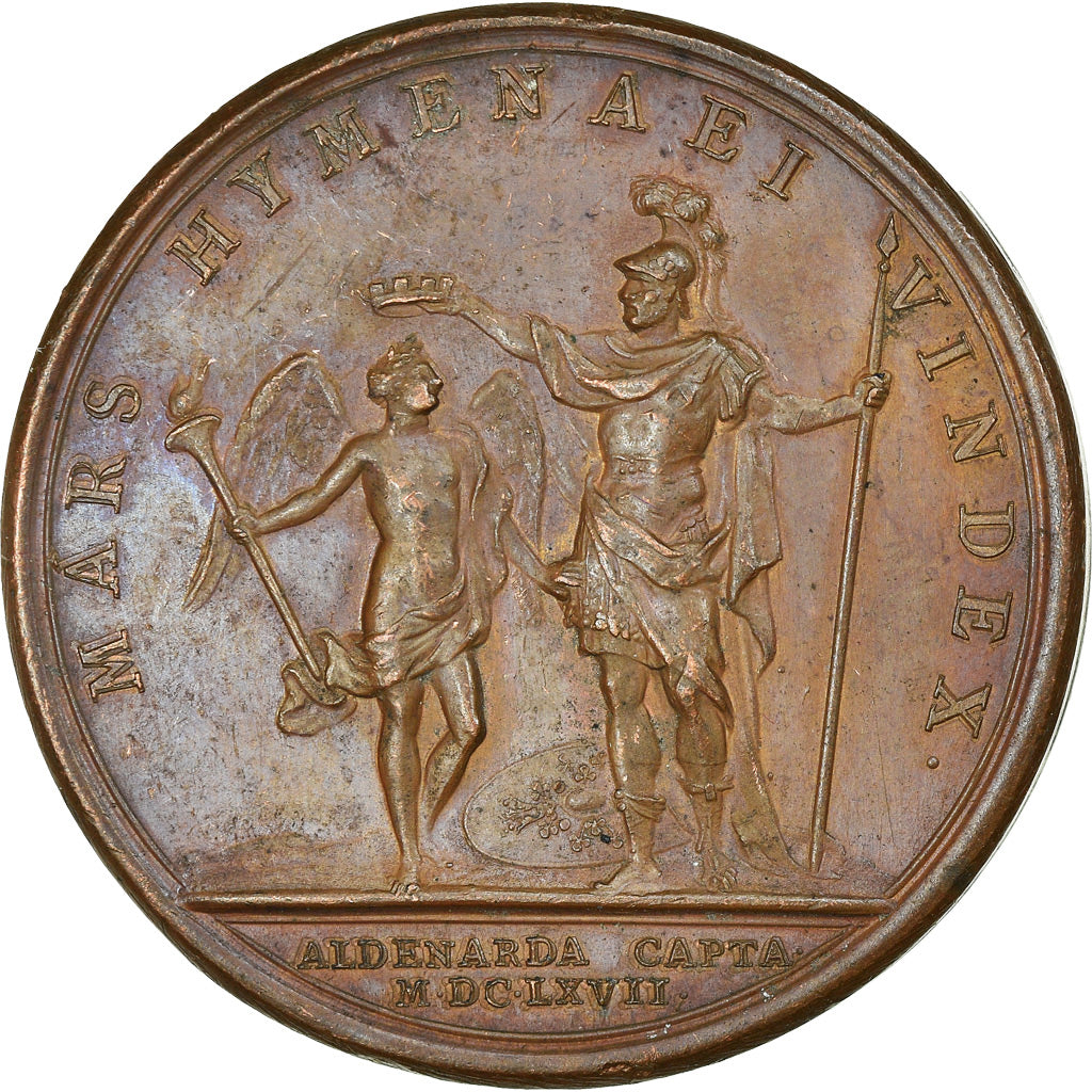 France, Medal, Louis XIV, Prise d'Oudenaarde, History, 1667, Mauger, AU(50-53)