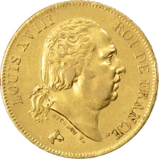 FRANCE, Louis XVIII, 40 Francs, 1818, Lille, KM #713.6, EF(40-45), Gold,...