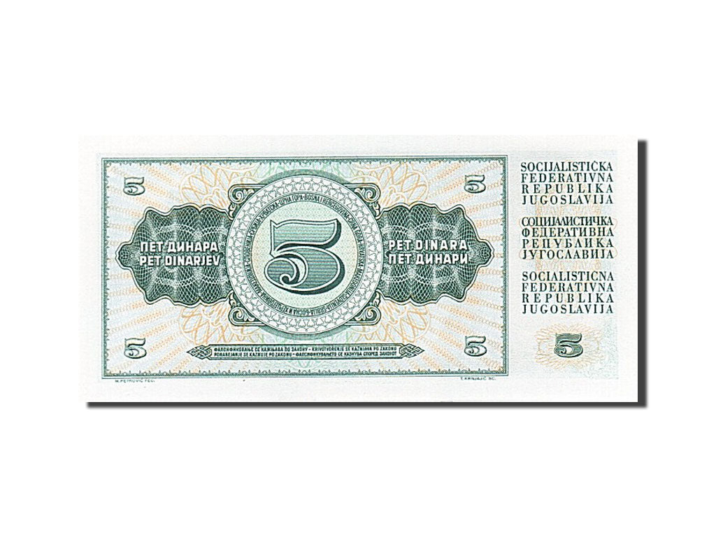 Yugoslavia, 5 Dinara, 1968-1970, 1968-05-01, KM:81a, UNC(63)