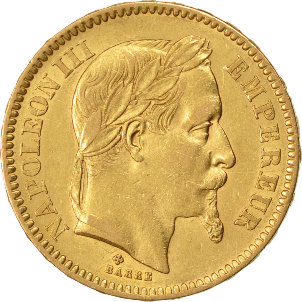 Francia, Napoleon III, Napoléon III, 20 Francs, 1866, Strasbourg, BB, Oro, K...