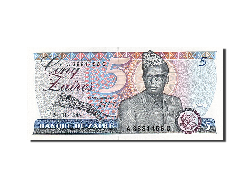 Banknote, Zaire, 5 Zaïres, 1982-1985, 1985-11-24, KM:26a, UNC(63)