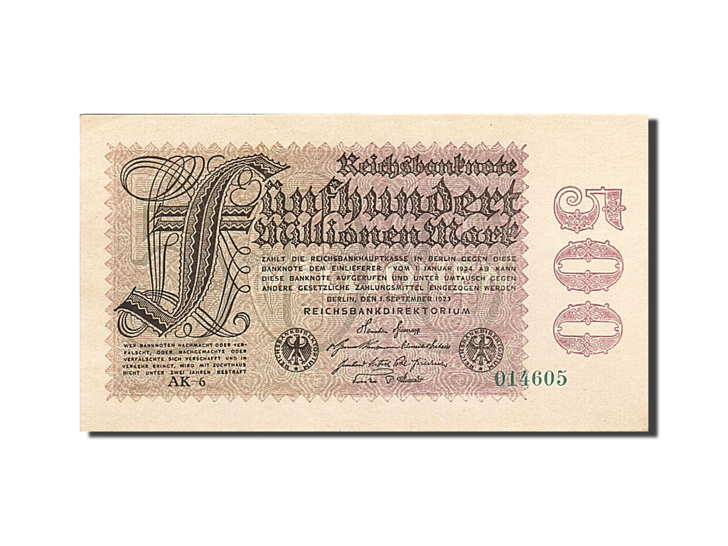 Banknote, Germany, 500 Millionen Mark, 1923, 1923-09-01, KM:110e, UNC(63)