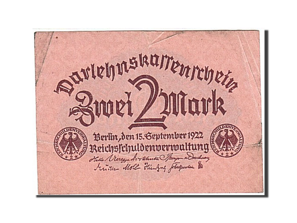 Banknote, Germany, 2 Mark, 1922, 1922-09-15, KM:62, VF(20-25)