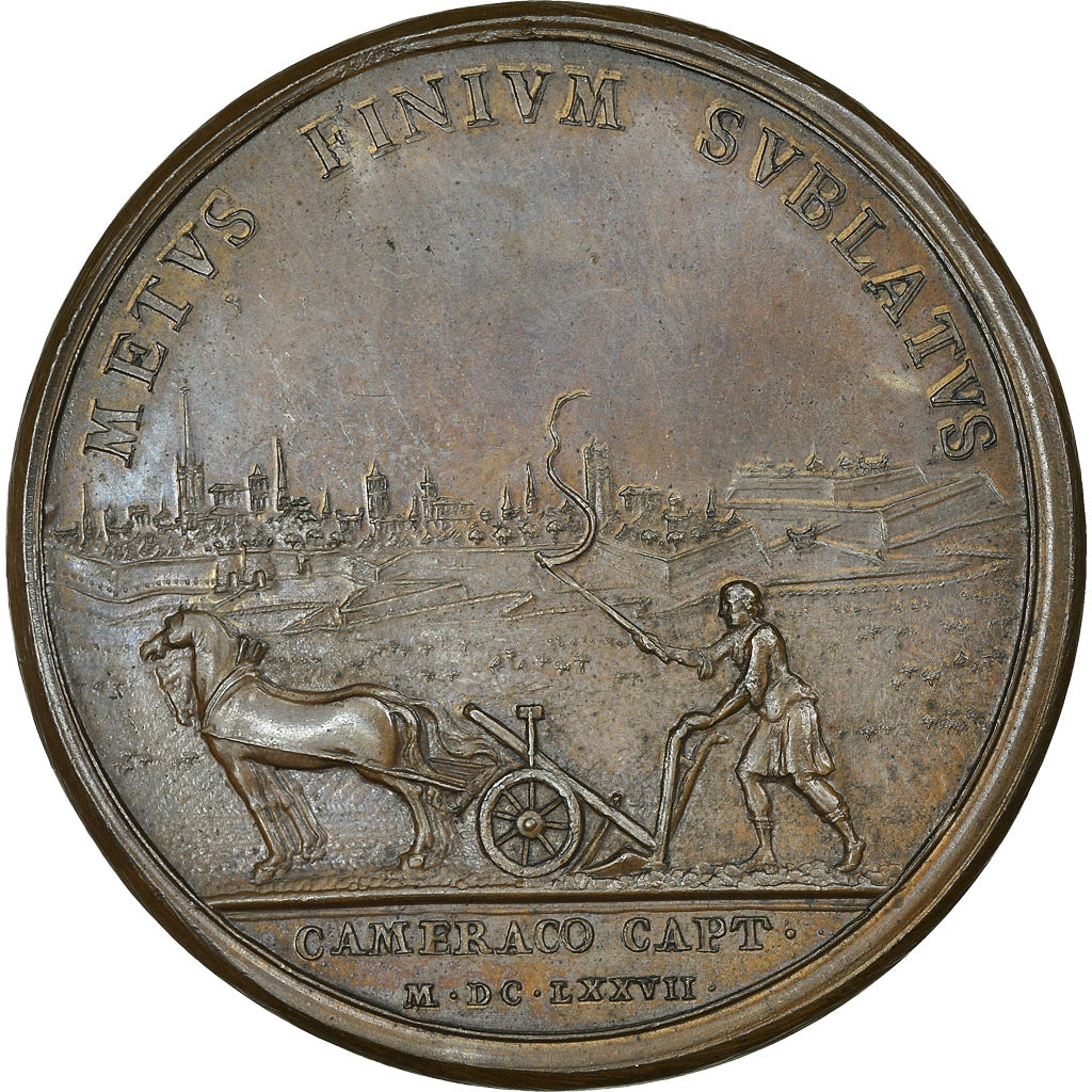 Francja, Medal, Louis XIV, Prise de Cambrai, Historia, 1677, Mauger, AU(55-58)