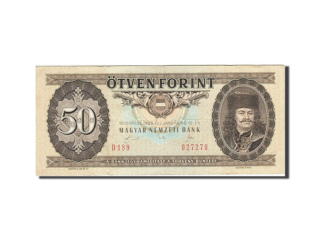 Geldschein, Ungarn, 50 Forint, 1957-1983, 1989-01-10, KM:170h, SS