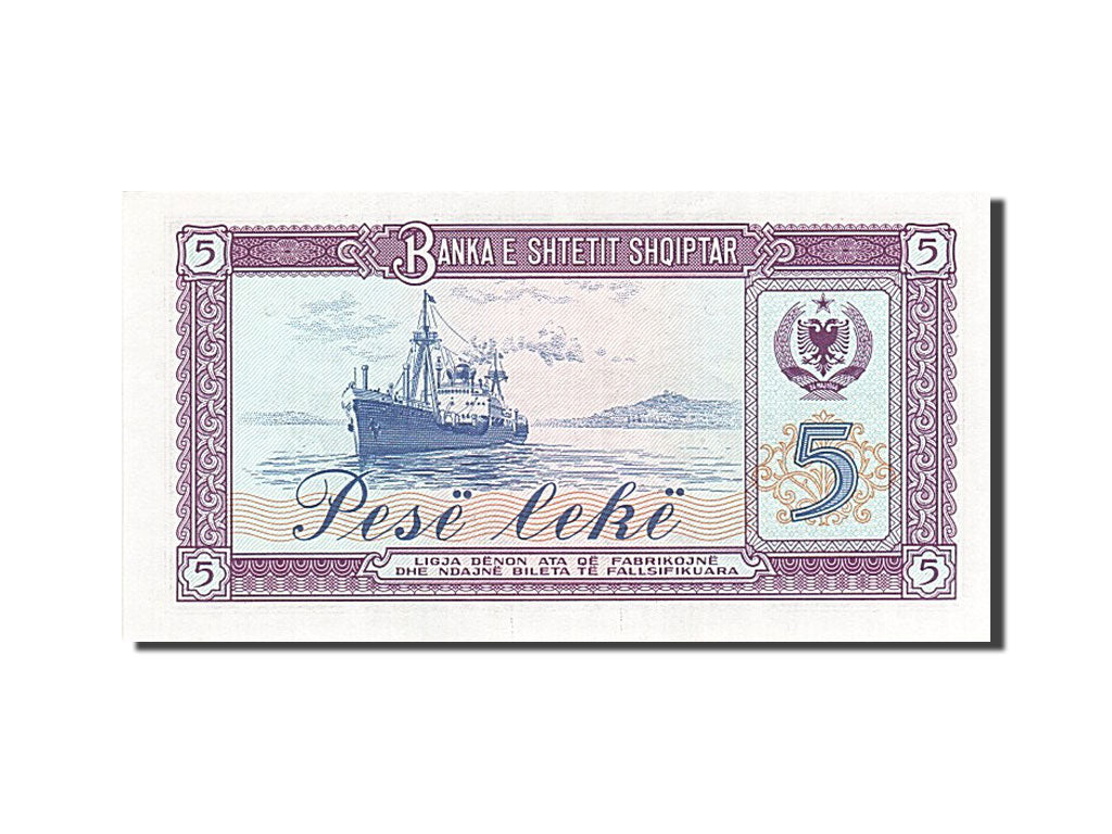 Geldschein, Albania, 5 Lekë, 1976, 1976, KM:42a, UNZ-