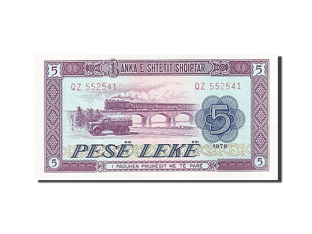 Billete, 5 Lekë, 1976, Albania, KM:42a, 1976, UNC