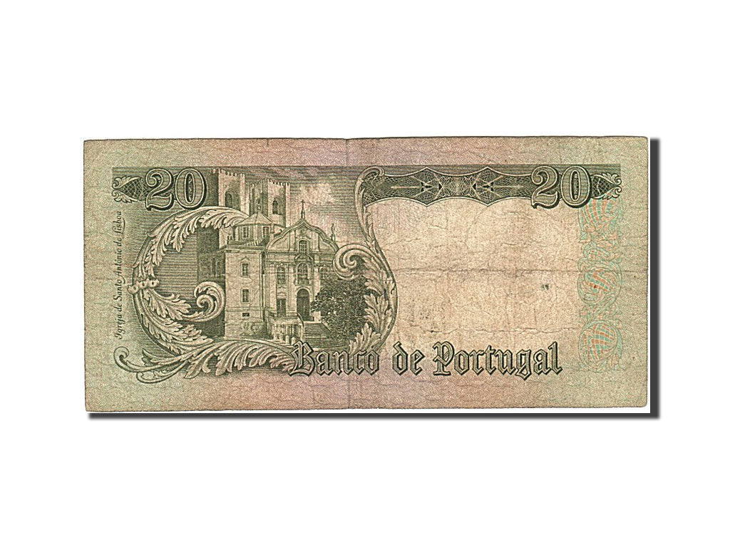 Portugal, 20 Escudos, 1964-1966, KM:167a, 1964-05-26, VG(8-10)