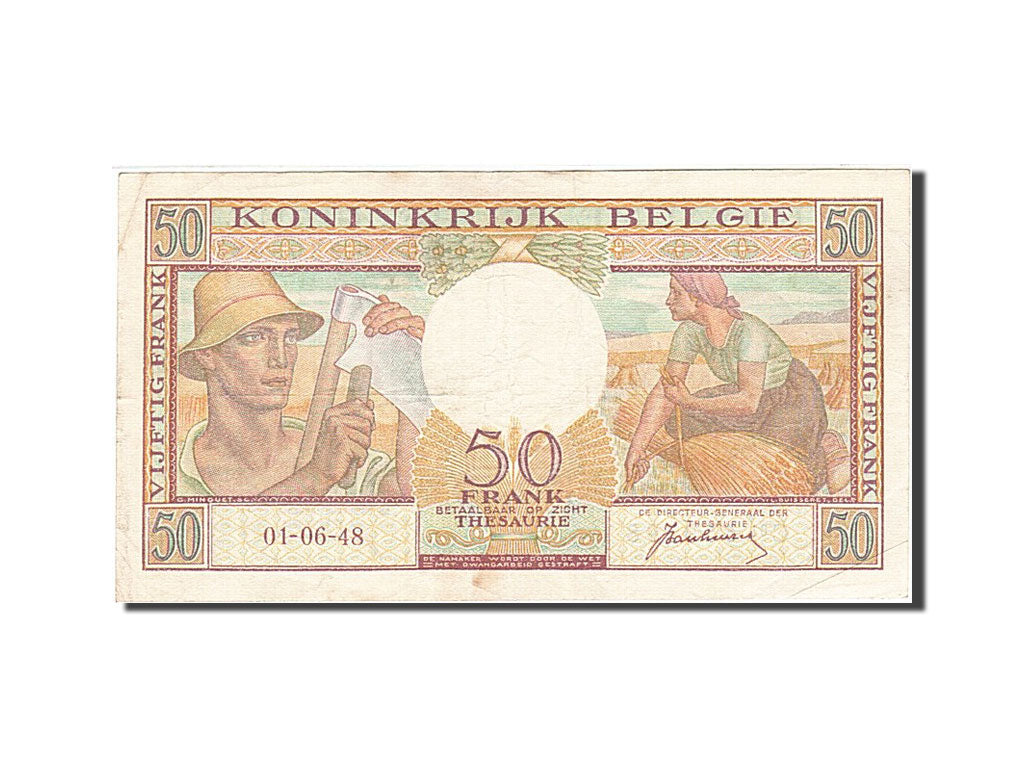 Belgium, 50 Francs, 1948-1950, KM:133a, 1948-06-01, EF(40-45)