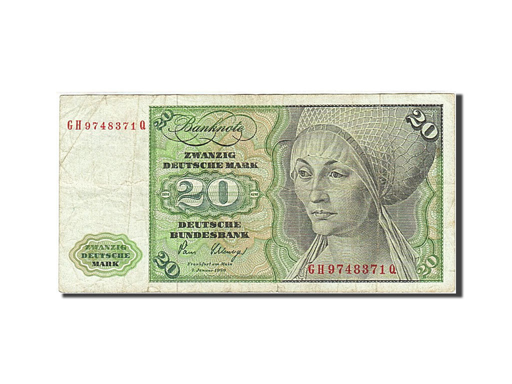 GERMANY - FEDERAL REPUBLIC, 20 Deutsche Mark, 1980, KM:32c, 1980-01-02, VF(20...