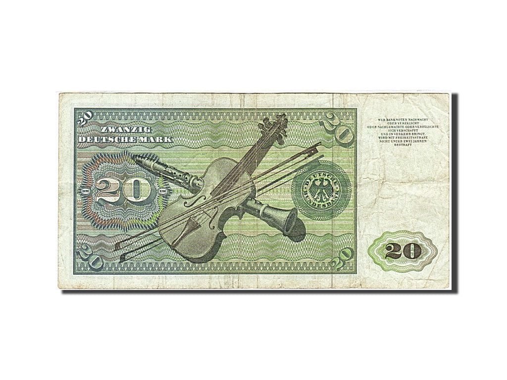GERMANY - FEDERAL REPUBLIC, 20 Deutsche Mark, 1980, KM:32c, 1980-01-02, VF(20...