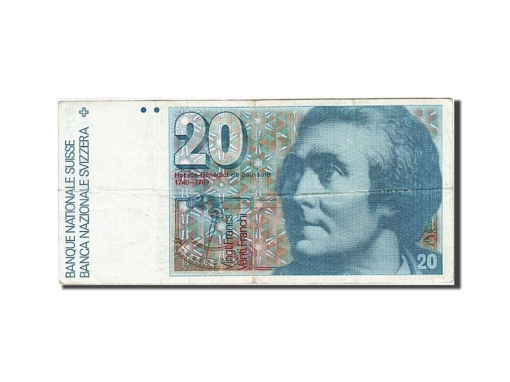 Switzerland, 20 Franken, 1976-1979, KM:55b, 1980, VF(20-25)