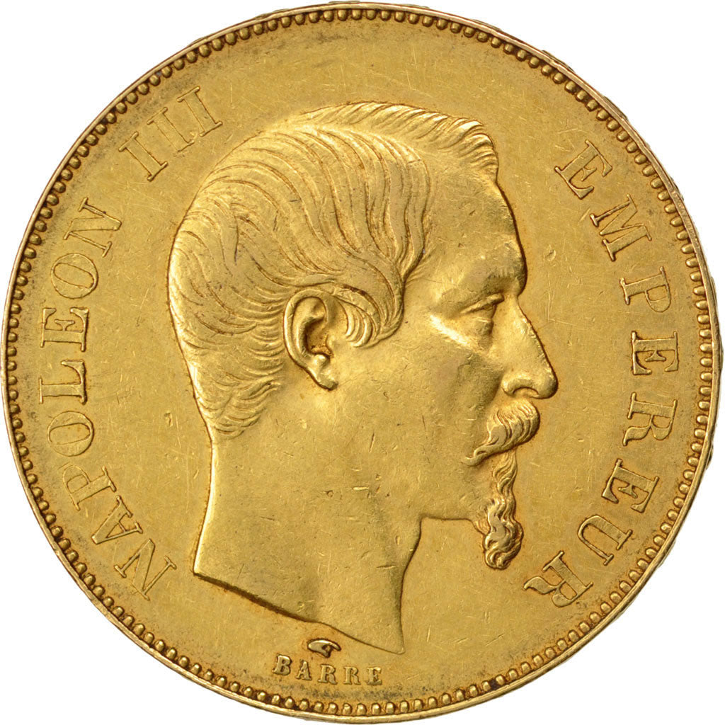 FRANCE, Napoléon III, 50 Francs, 1857, Paris, KM #785.1, AU(50-53), Gold, Gadour