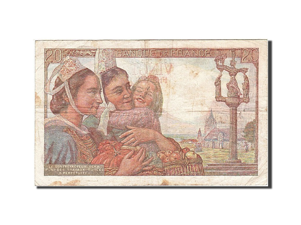 France, 20 Francs, 1942, KM:100a, 1943-01-28, VF(20-25), Fayette:13.5
