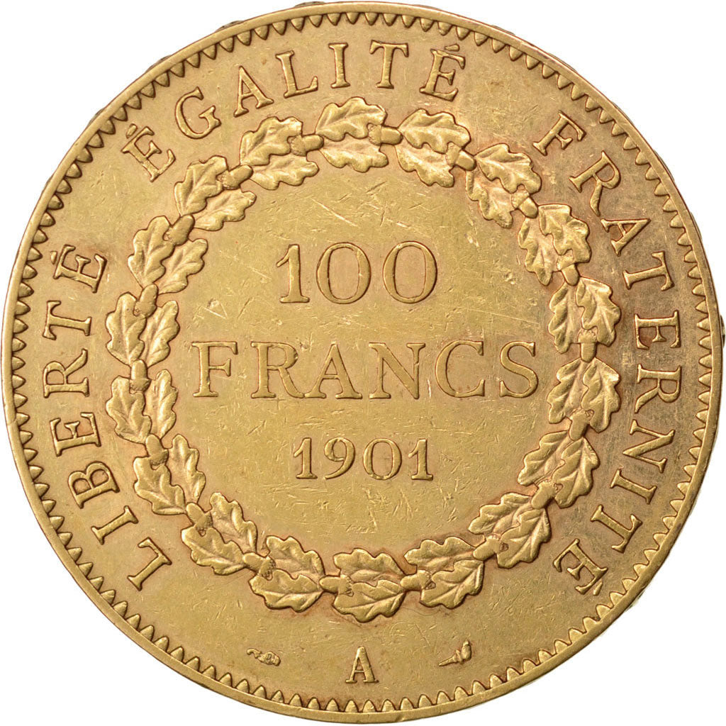 FRANCE, Génie, 100 Francs, 1901, Paris, KM #832, EF(40-45), Gold, Gadoury #1137,