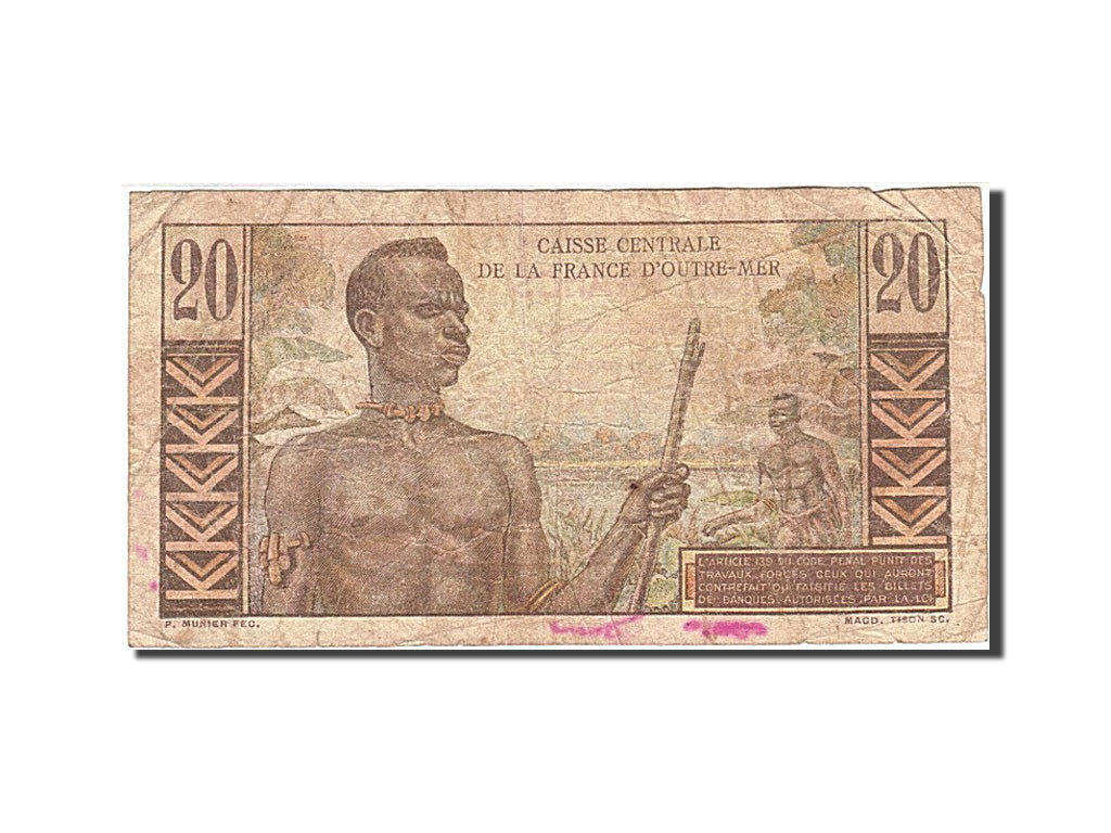 Africa equatoriale francese, 20 Francs, 1947-1952, Undated (1947), KM:22, B