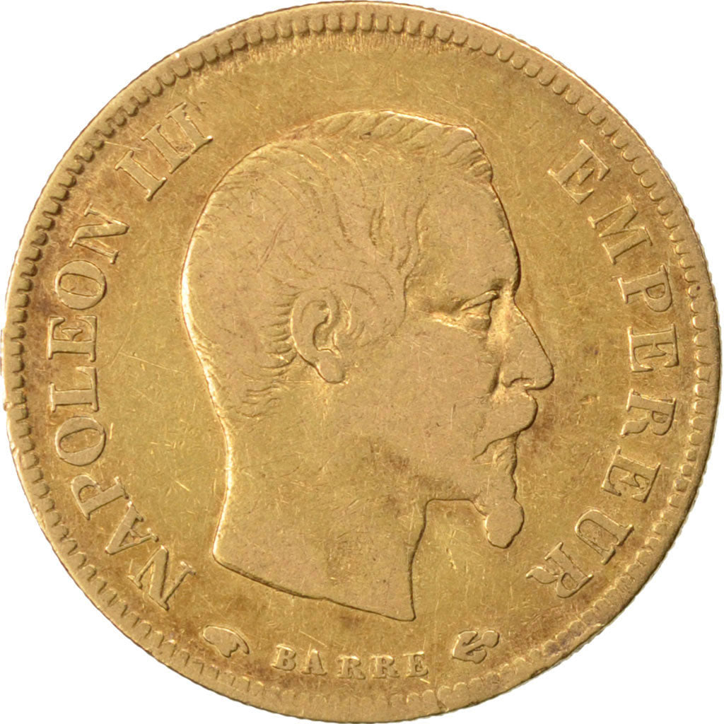 FRANCE, Napoléon III, 10 Francs, 1856, Paris, KM #784.3, VF(20-25), Gold, Gadour