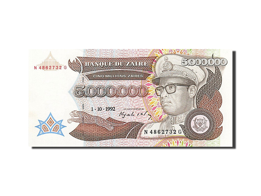 Banconote, Zaire, 5,000,000 Zaïres, 1988-1992, KM:46a, 1992-10-01, SPL