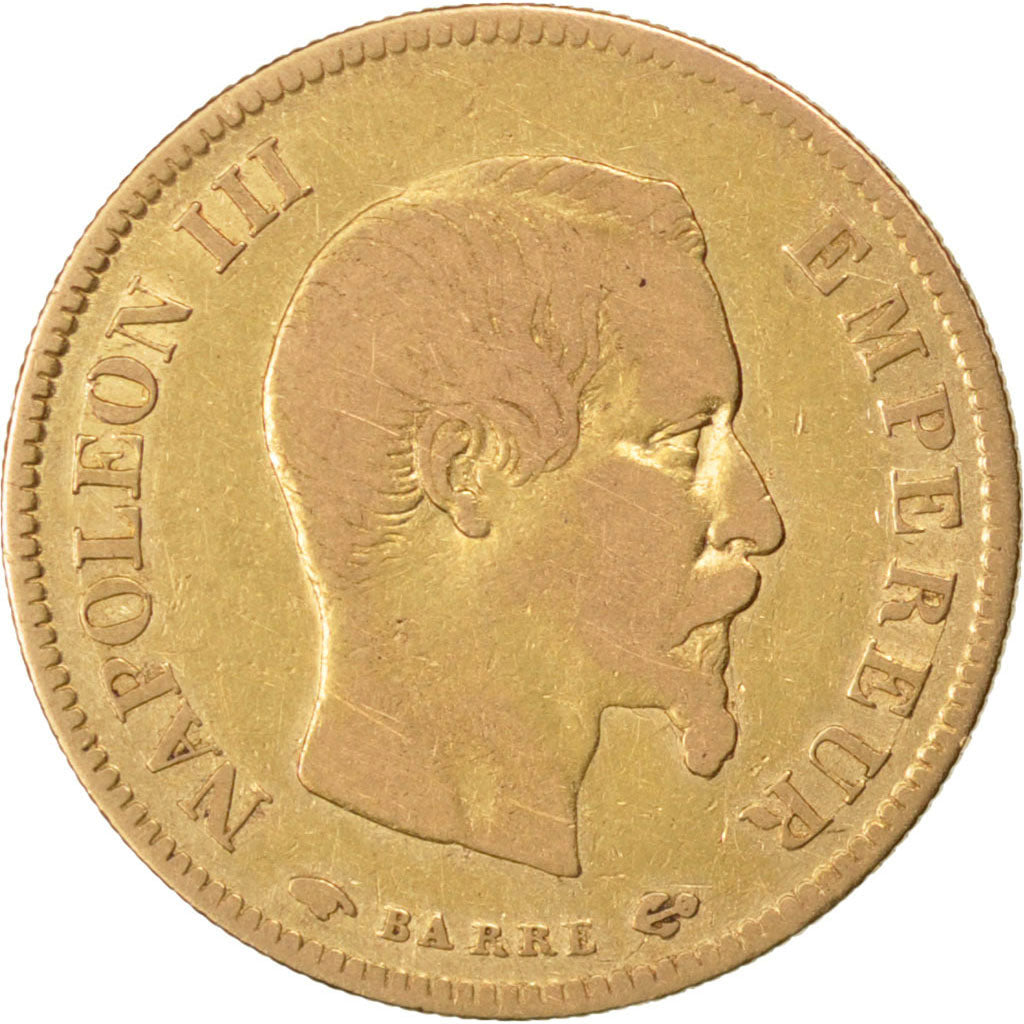 FRANCE, Napoléon III, 10 Francs, 1856, Paris, KM #784.3, VF(30-35), Gold, Gadour