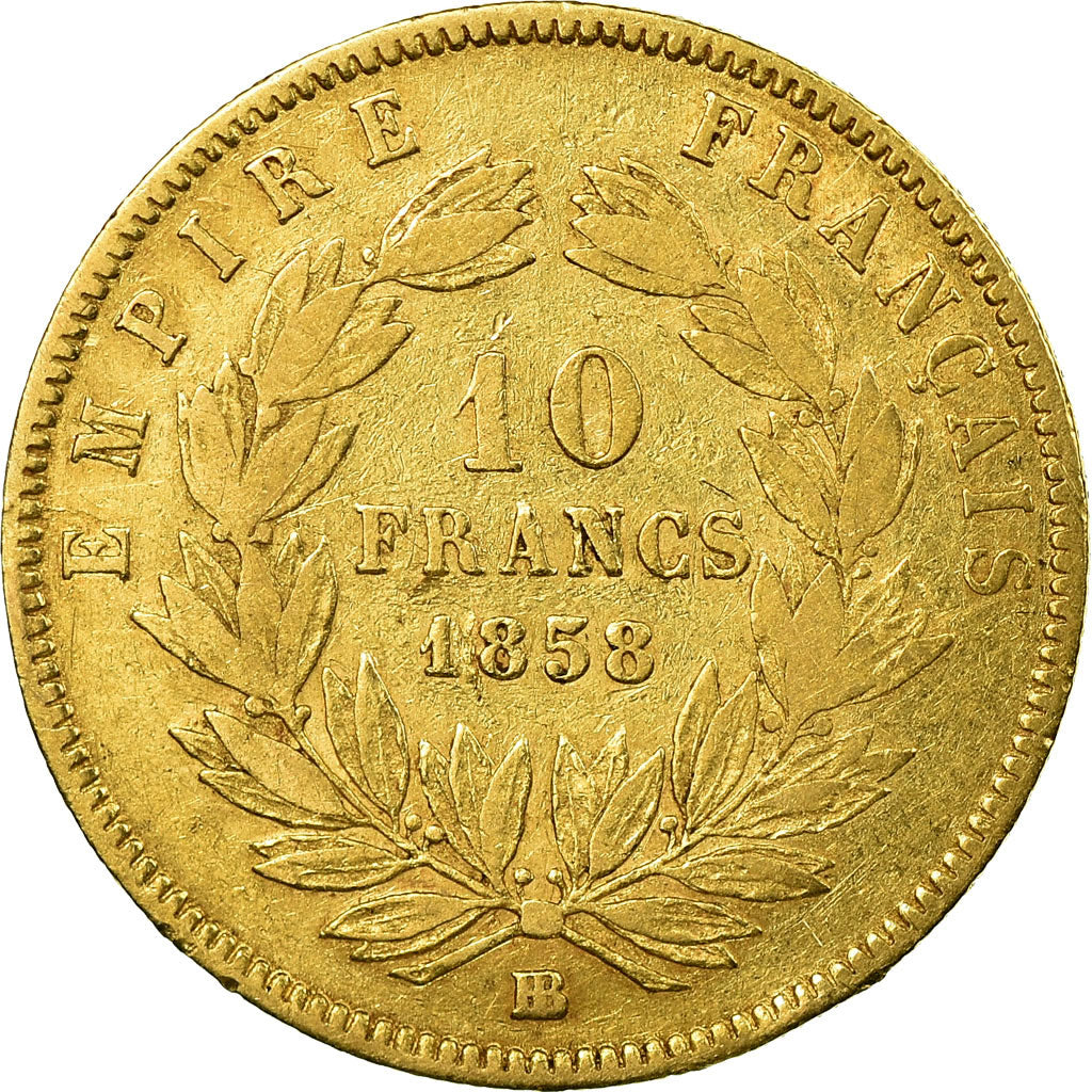 Moneda, Francia, Napoleon III, Napoléon III, 10 Francs, 1858, Strasbourg, MBC