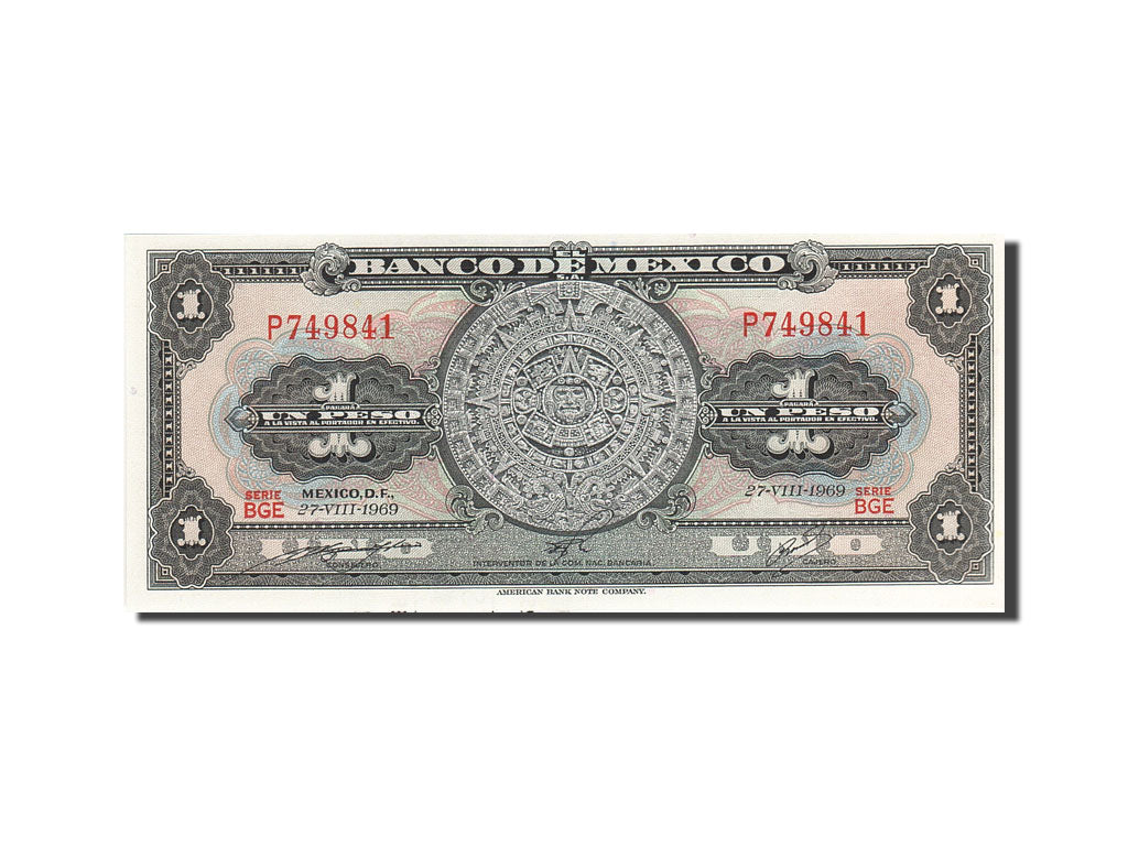 Mexico, 1 Peso, 1957-1961, 1969-08-27, KM:59k, UNC(63)