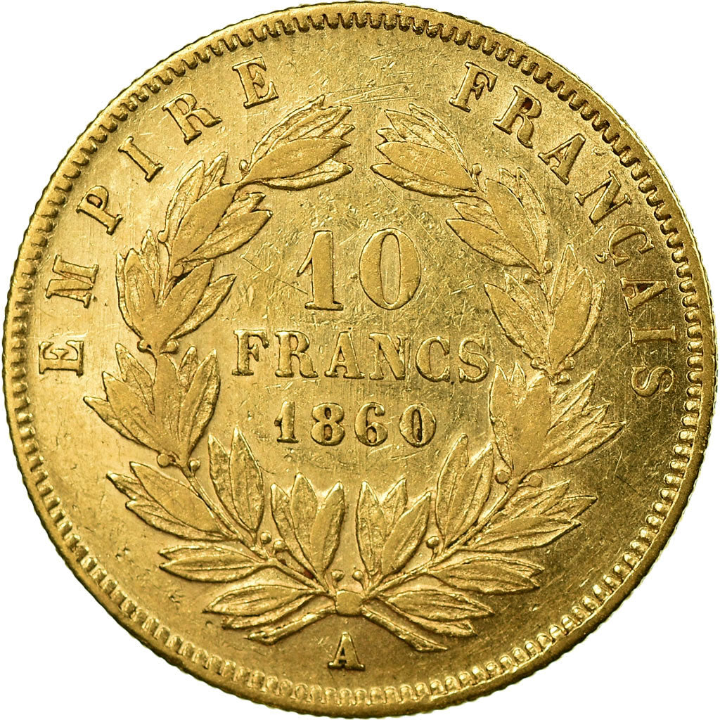 Moneta, Francia, Napoleon III, Napoléon III, 10 Francs, 1860, Paris, BB, Oro