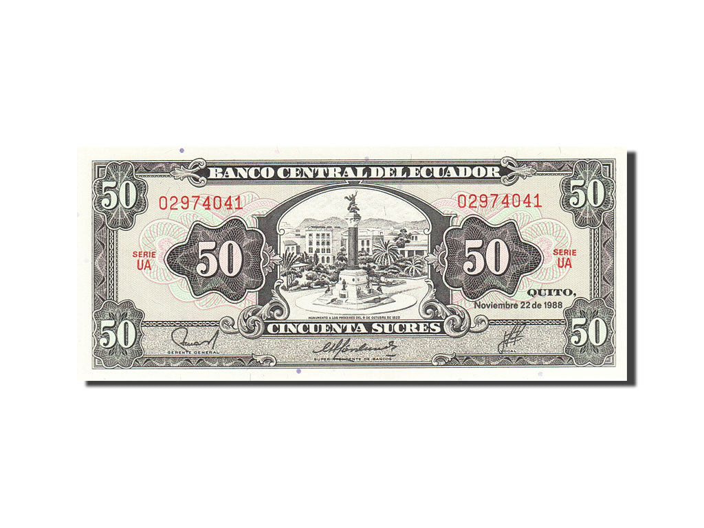 Billet, Équateur, 50 Sucres, 1984-1988, 1988-11-22, KM:122a, SPL