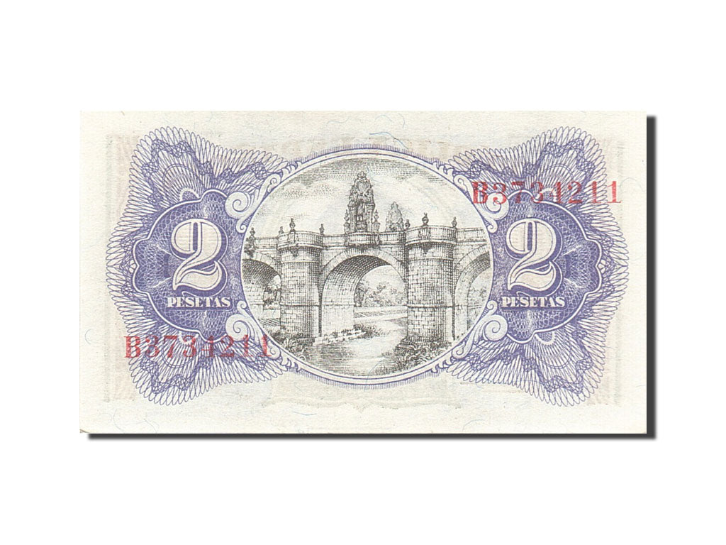 Spain, 2 Pesetas, 1937-1938, KM:95, 1938, UNC(63)