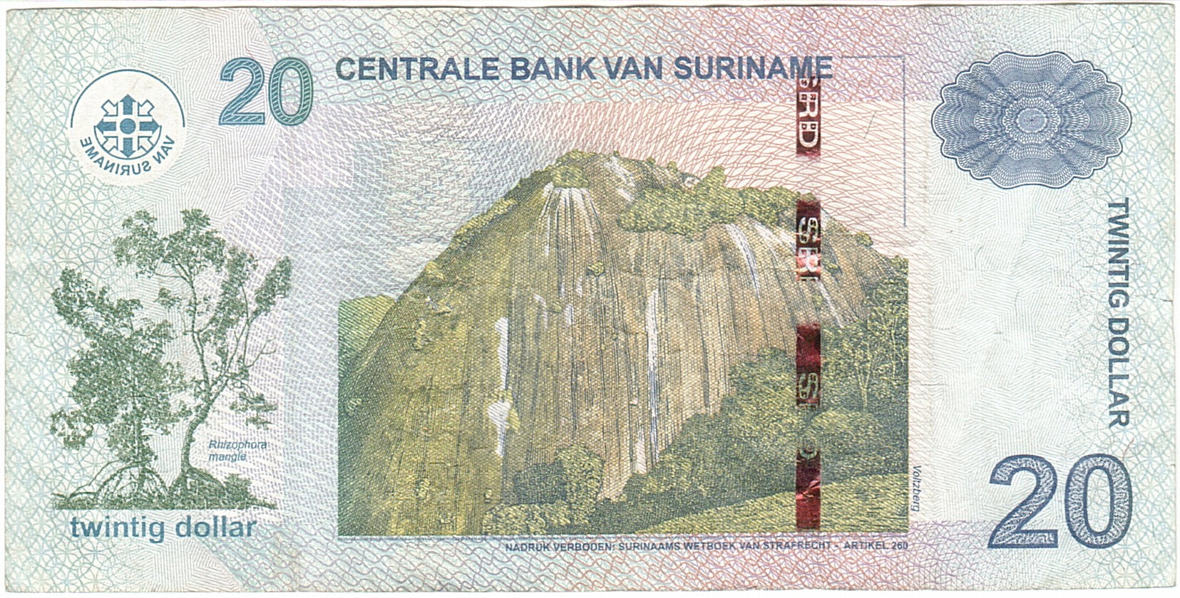 Surinam, 20 Dollars, 2010, KM:164, 2010-09-01, VF(20-25)