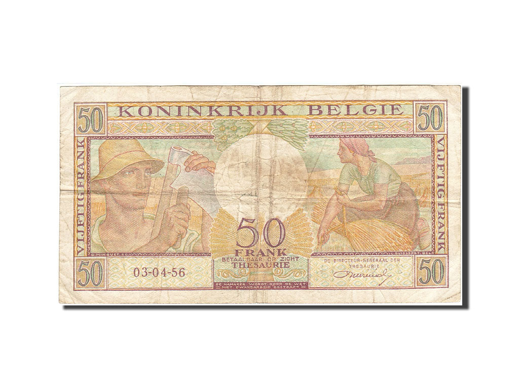 Geldschein, Belgien, 50 Francs, 1948-1950, 1956-04-03, KM:133b, S