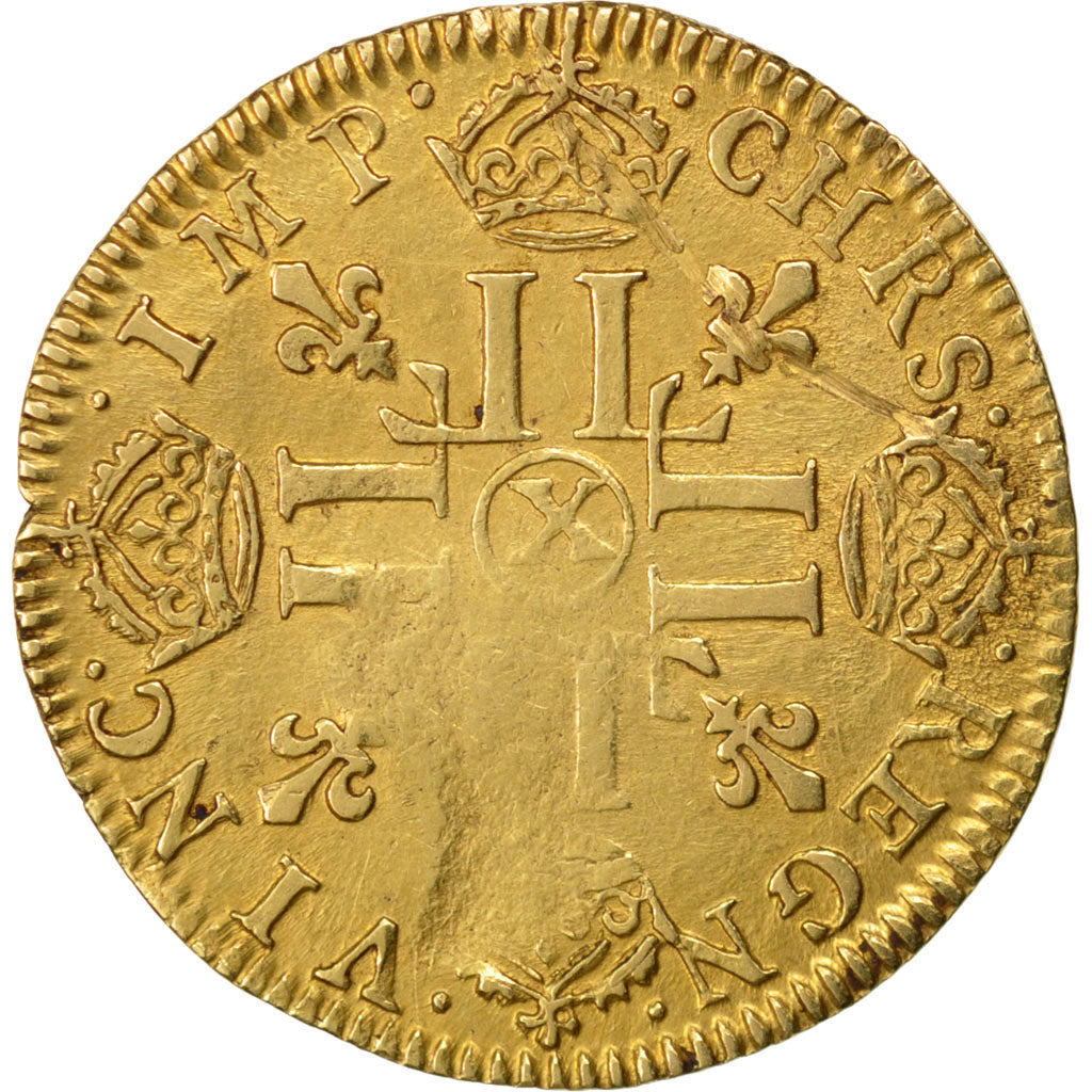 Francia, Louis XIV, Louis d'or à la mèche longue, Louis d'Or, 1651, Amiens,...