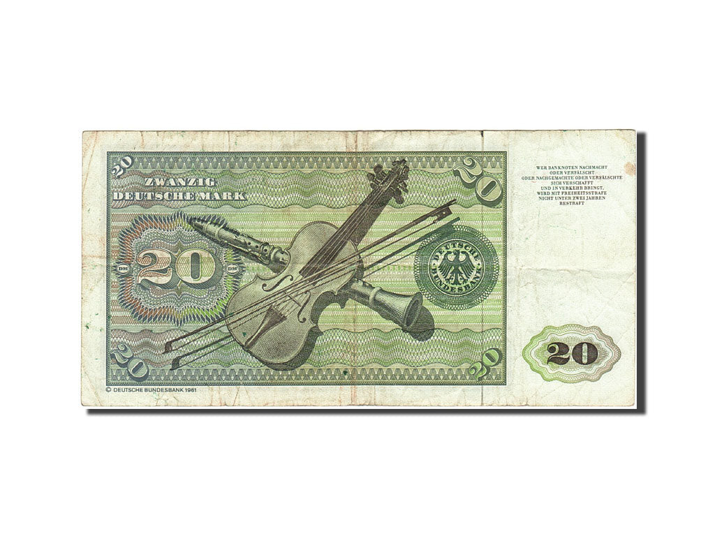 Banconote, GERMANIA - REPUBBLICA FEDERALE, 20 Deutsche Mark, 1980, KM:32c