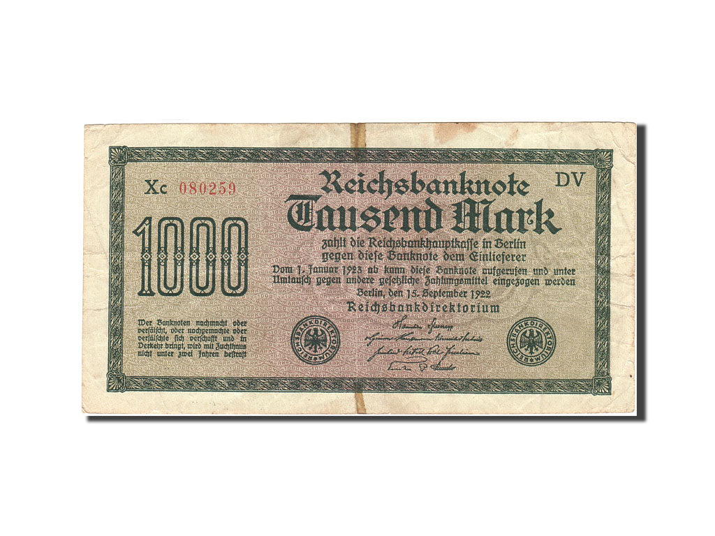 Banknote, Germany, 1000 Mark, 1922, 1922-09-15, KM:76f, VF(20-25)