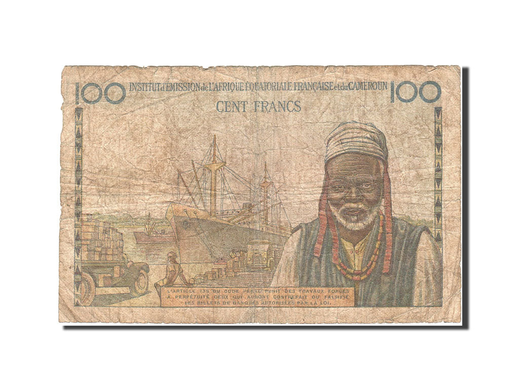 Afrique-Équat. française,  Cameroun, 100 Francs, 1957, KM:32, Undated (1957), B