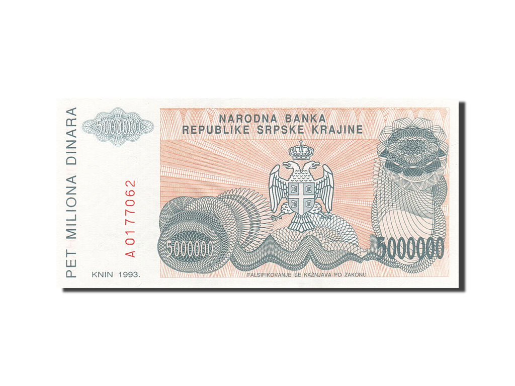 Banknote, Croatia, 5 Million Dinara, 1993, 1993, KM:R24a, UNC(63)
