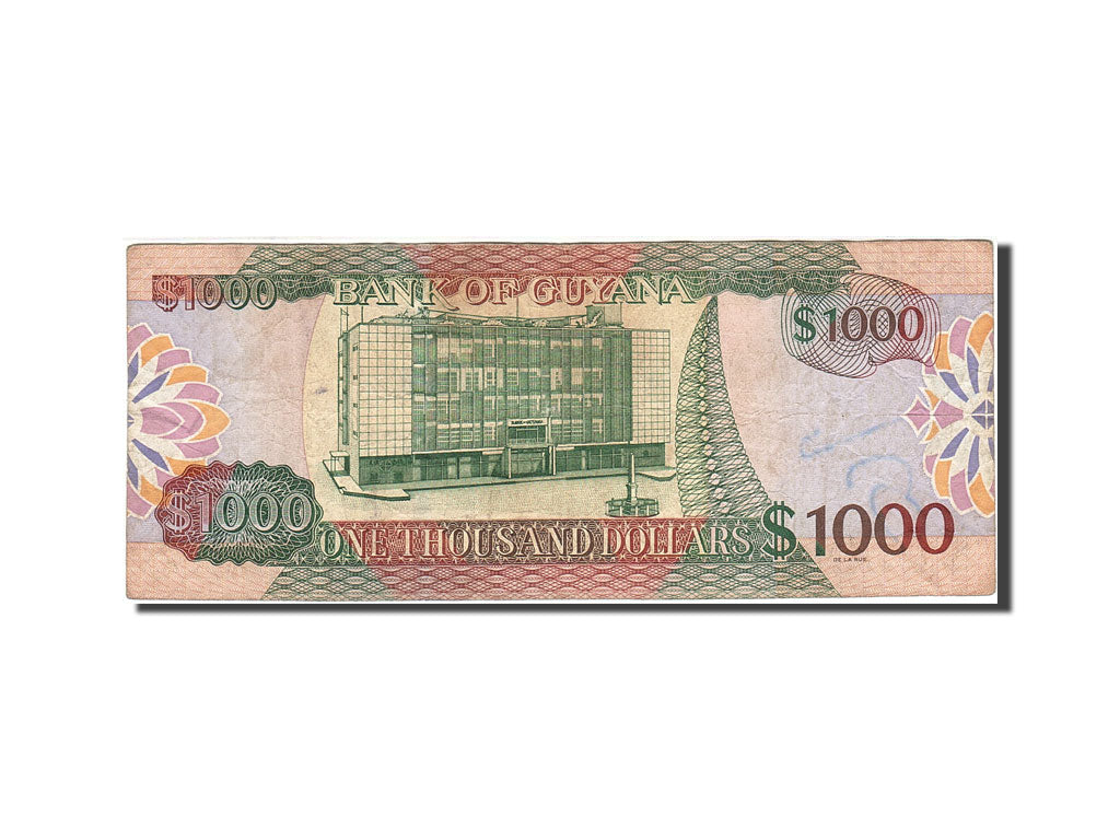 Guyana, 1000 Dollars, 1996-1999, KM:33, Undated (1996), VF(20-25)