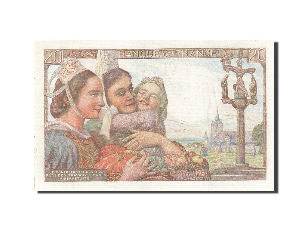 Biljet, Frankrijk, 20 Francs, 1942, 1943-10-07, SPL, Fayette:13.7, KM:100a