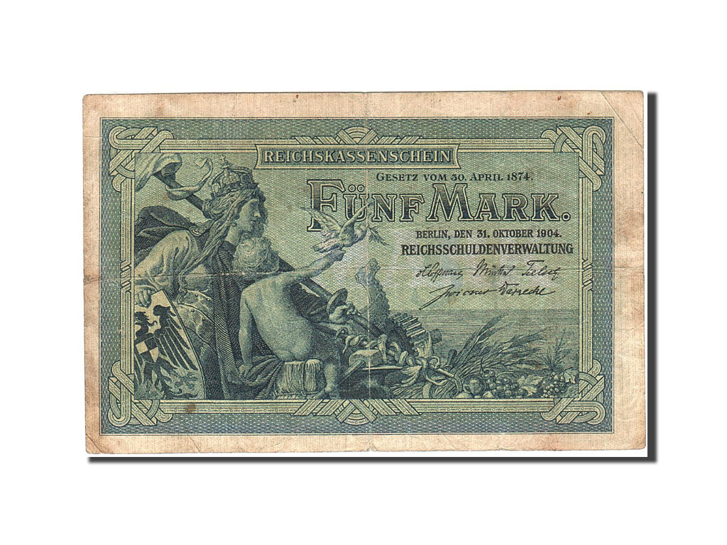 Banknote, Germany, 5 Mark, 1904-1906, 1904-10-31, KM:8a, VF(20-25)