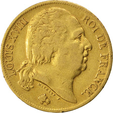 FRANCE, Louis XVIII, 20 Francs, 1817, Paris, KM #712.1, EF(40-45), Gold,...