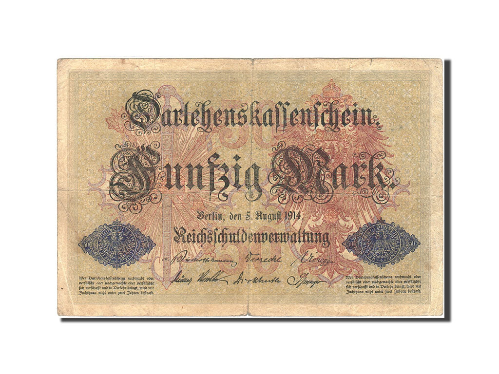 Banknote, Germany, 50 Mark, 1914, 1914-08-05, KM:49a, VG(8-10)