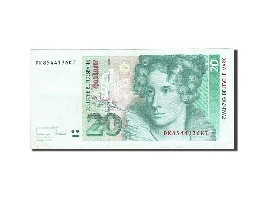 GERMANY - FEDERAL REPUBLIC, 20 Deutsche Mark, 1989-1991, KM:39b, 1993-10-01,...