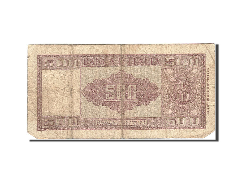 Italy, 500 Lire, 1947, KM:80b, 1961-03-23, VG(8-10)