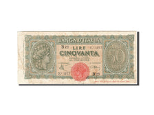 Italy, 50 Lire, 1944, KM:74a, 1944-12-10, VF(30-35)