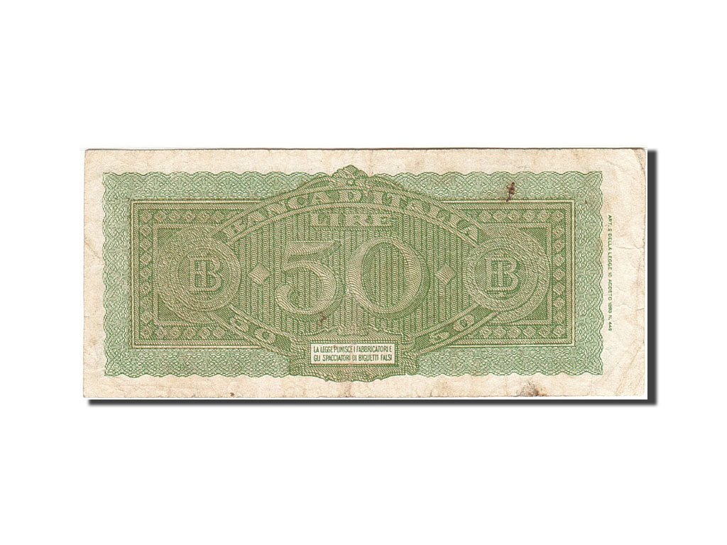 Italy, 50 Lire, 1944, KM:74a, 1944-12-10, VF(30-35)
