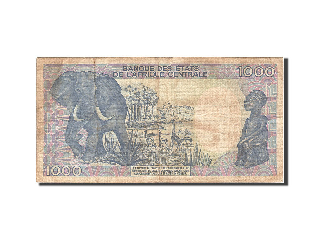 Central African Republic, 1000 Francs, 1986, 1987-01-01, KM:16, VF(30-35)